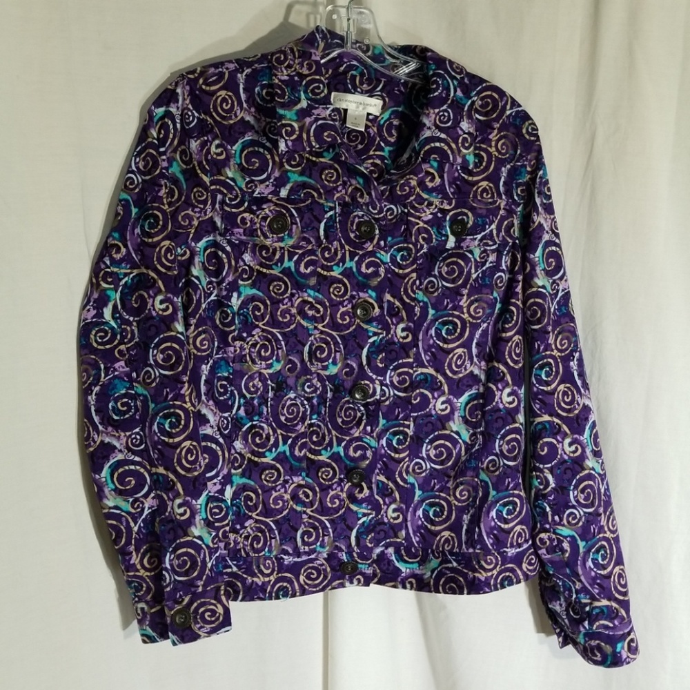 Christopher & Banks purple pattern button jacket - Picture 2 of 8